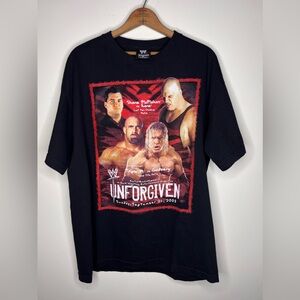 Vintage 2003 WWE Unforgiven Crew T Shirt XL Shane McMahon Kane Triple H Goldberg